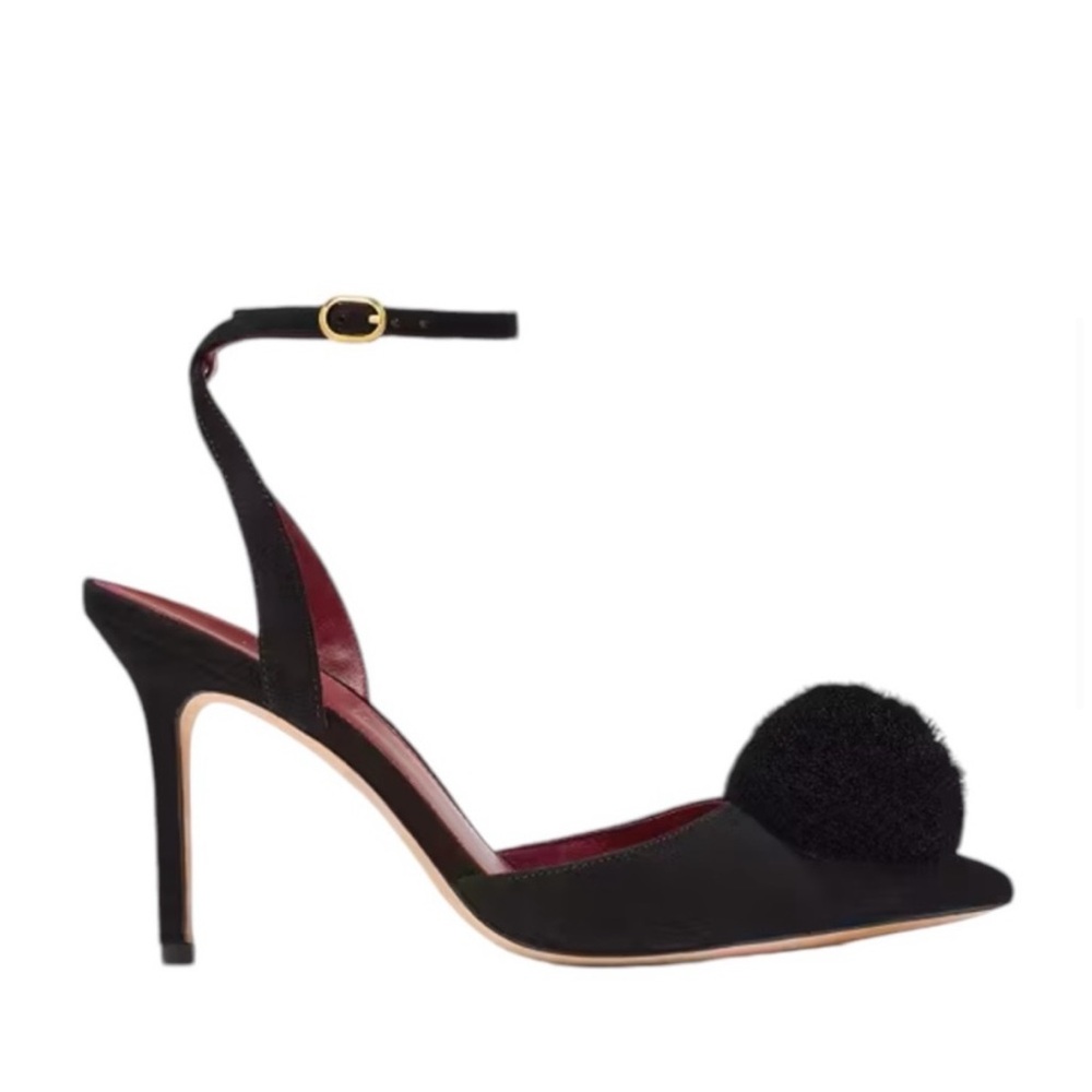 Kate Spade Black Amour Pom Heels